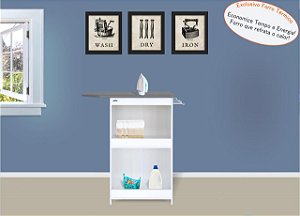 Tábua De Passar Roupa Luna Com Suporte P/ Ferro Passadeira Branco