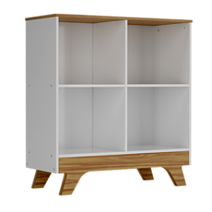 Nicho Organizador Estante Retrô Com 4 Compartimentos 2869 Branco/Amêndoa