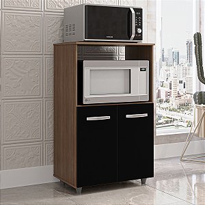 Balcão Multifuncional Tais Savana Preto Forno E Microondas