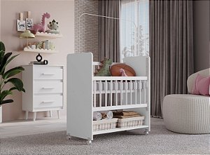 Mini Berço Branco Grade Móvel Colchão Incluso Bebê Moisés FloFlo
