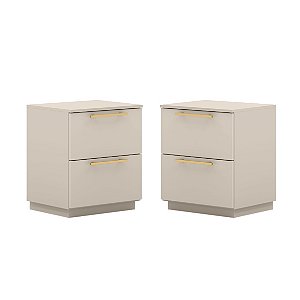 Kit 2 Mesas De Cabeceira Compacta Lateral Dubai cor Fendi