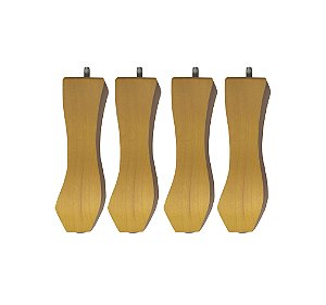 Kit Com 4 Pés Retrô Castanhos Em Madeira Pinos