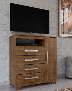 Cômoda Sapateira Cannes Malbec Porta e Prateleira + 4 Gavetas