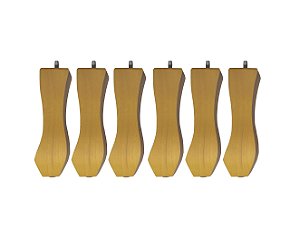 Kit Com 6 Pés Retrô Castanhos Em Madeira Pinos