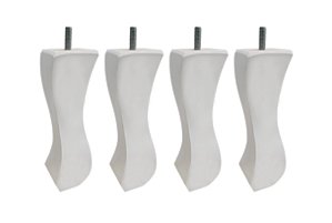 Kit Com 4 Pés Retrô Branco Em Madeira Pinos