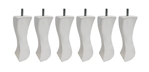 Kit Com 6 Pés Retrô Branco Em Madeira Pinos