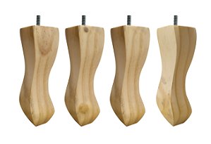 Kit Com 4 Pés Retrô Natural Em Madeira Pinos