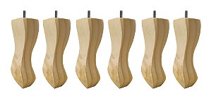 Kit Com 6 Pés Retrô Natural Em Madeira Pinos