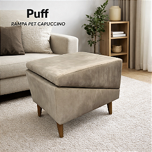 Puff 2 em 1 Rampa para Pet suede CAPUCCINO