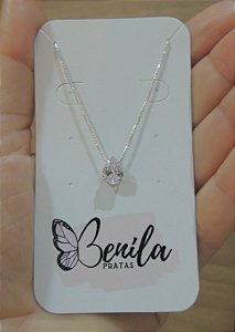 Colar Ponto de Luz Gota em Zircônia Prata 925