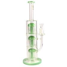 Bong de Vidro - Abduzido - Gold Line - Tree Curve 3 Milk Green -Grande