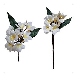 Galho De Jasmim Manga Frangipani Artificial Premium 45cm