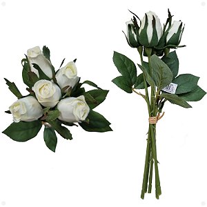 Buquê de Mini Botão de Rosas Artificial Premium Kit Com 2