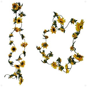 Pendente de Girassol Artificial Guirlanda 200CM Kit Com 3