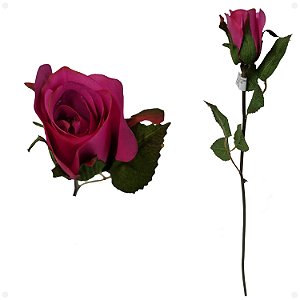 Botão de Rosa Solitário Artificial Premium Kit com 12