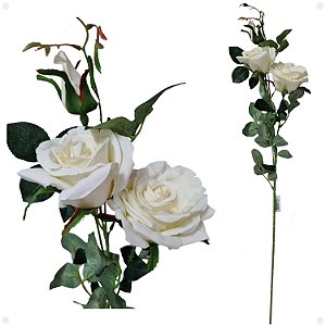 Galho de Rosa Artificial Premium 2 Rosas 1 Botão