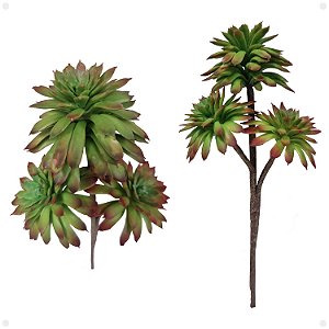 Rosa de Pedra com 3 Flores Suculenta Artificial Premium Luxo