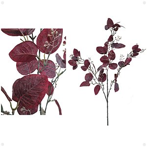 Galho de Eucalipto Vermelho Artificial Premium Kit com 2