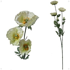 Galho Papoula Com Flores Artificial Premium Kit Com 6