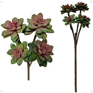 Suculenta Artificial Luxo Rosa de Pedra Galho com 4
