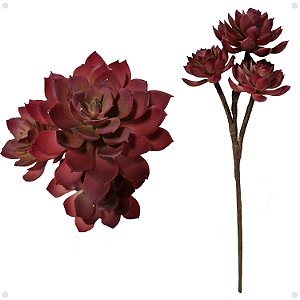Suculenta Artificial Luxo Echeveria Galho com 3