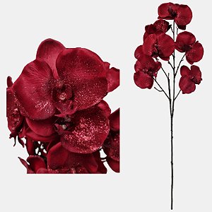 Orquidea Phalaenopsis Vermelha Artificial Premium Glitter