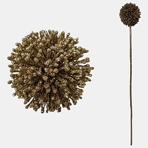 Flor de Allium Pompom Dourado Artificial  Premium Glitter