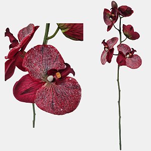 Orquidea Phalaenopsis Vermelha Neve Artificial Glitter