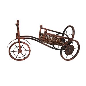 Bicicleta de metal enfeite bronze com vime