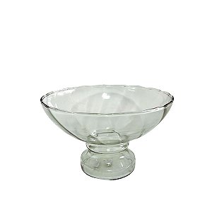 Vaso fruteira genôva de vidro transparente pequeno rigado