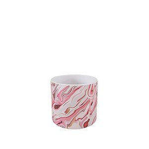 Vaso cerâmica decorativo redondo marmorizado