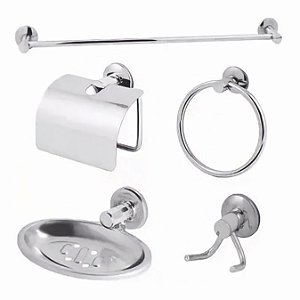 Kit de Acessórios para Banheiro em Aço Inox 5 Peças Stander