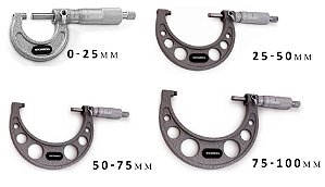 Jogo de micrômetros de 0-100 mm Centesimal Digimess