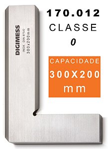 Esquadro de Precisão Com Fio 300x200mm Código 170.012 Digimess ​