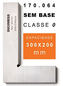 Esquadro de Precisão Classe 0 Plano Sem Base 300x200mm Código 170.064 DIGIMESS