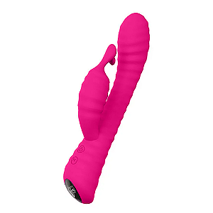(S027) Vibrador Moonlight com Display e Estimulador Clítoris - Pink
