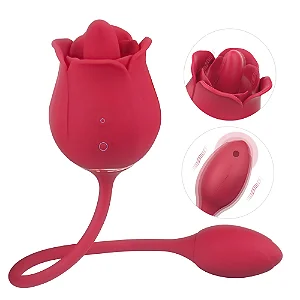 (S361) Rosa Twin Blossoms Vibradora e Estimuladora com Língua - S-HANDE