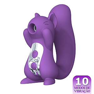 (JDY039-ROXO) Vibrador Esquilo com Sugador e Rabo Penetrável - Dibe