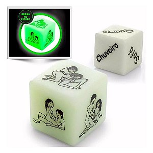 (ER-03-GLOW) Dados com Chaveiro e Brilham no Escuro - Jogo Do Prazer - Dados Sensuais