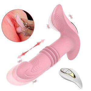 LB6015- VIBRADOR COM ESTIMULDOR DE CLITÓRIS E MOVIMENTO DE VEM E VAI