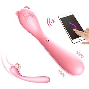 (LBW2031G) Vibrador de Gatinho via Aplicativo Pub - Rosa