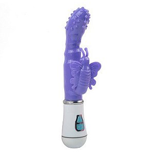 (ZXT-57) Vibrador com Estimulador Butterfly - À Pilha - Roxo