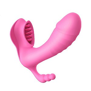 (DB1902) Vibrador com Estimulador de Clitóris e Ânus com Controle Remoto - Dibe