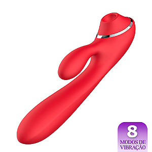 (m-zx2021) Vibrador com Sugador de Clitóris - Vermelho