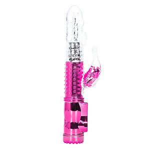 (ZXT-16R) Vibrador Jack Whale Rotativo com Estimulador de Clitóris - Pink - Recarregável