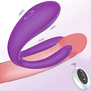 (M-CD-2201) Vibrador de Casal Duplo com Pulsador de Clitóris e Controle Remoto