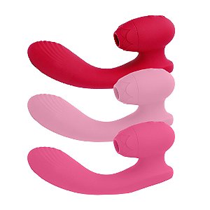 (MMA-020) Vibrador Penetrável com Sugador de Clitóris - 3 Cores