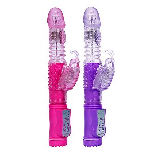 (ZXT-44R) Vibrador Butterfly Rotativo Vai e Vem com Estimulador de Clitóris - 2 Cores - Recarregável