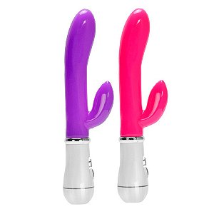 (LB6122) Vibrador em Silicone Jelly com Estimulador de Clitóris - À Pilha