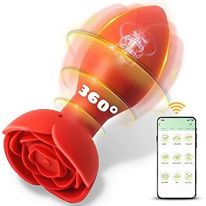 (16-35) Plug Anal Rosa Giratória com Vibração com Controle Via Aplicativo